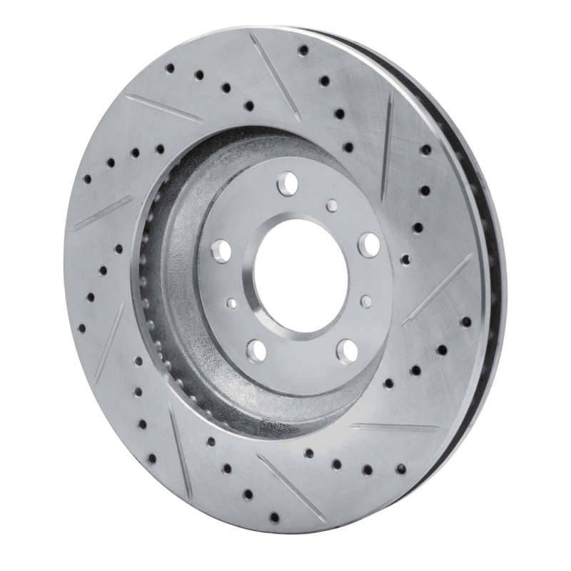 Buick Lucerne Brake Rotor (1) - Front Left - R1 Concepts - Drilled & Slotted - Silver - `06-`16